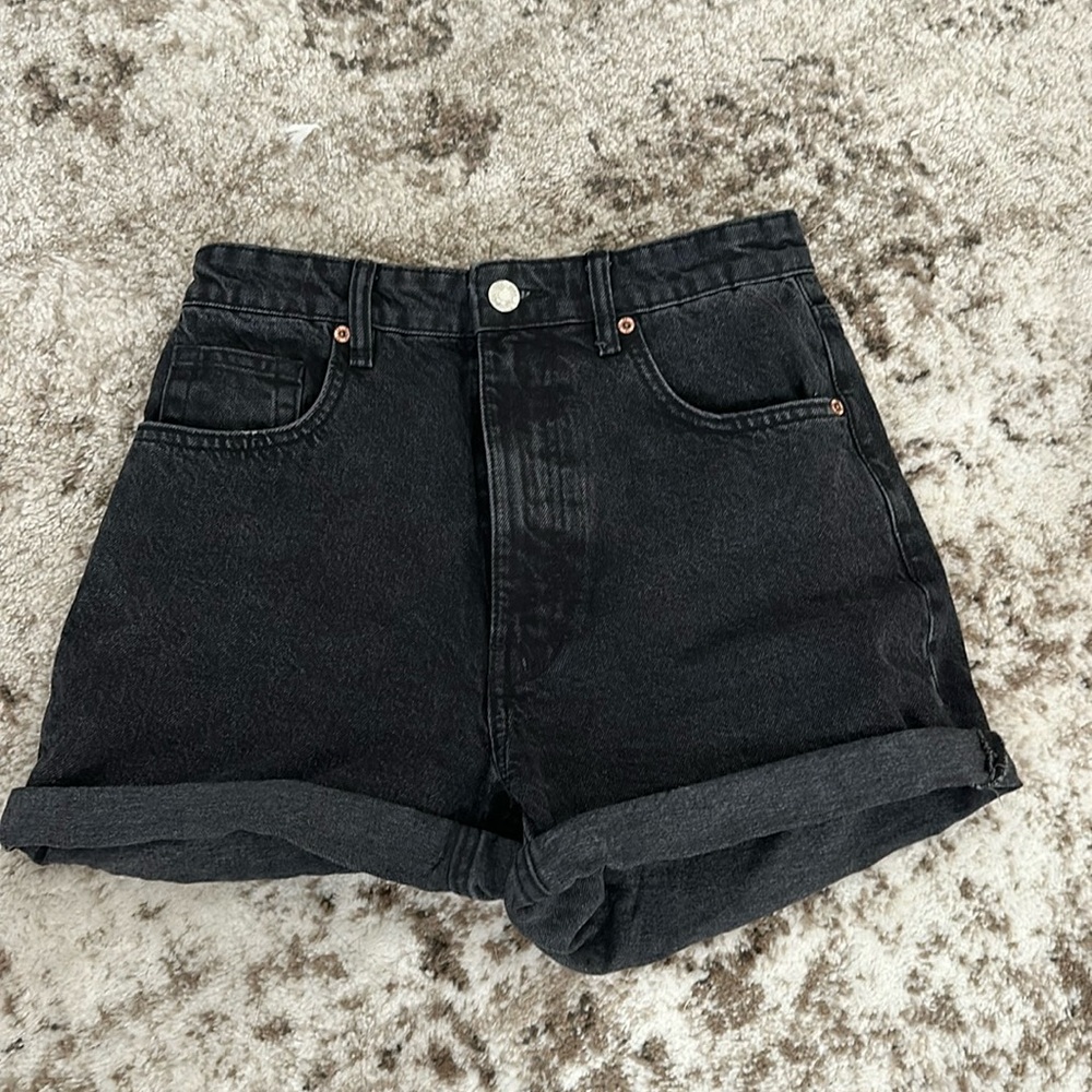 Zara high wasted black denim shorts